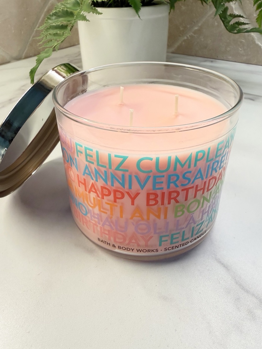 Bath & Body Works Happy Birthday Cranberry Pear Bellini 3-Wick Candle New